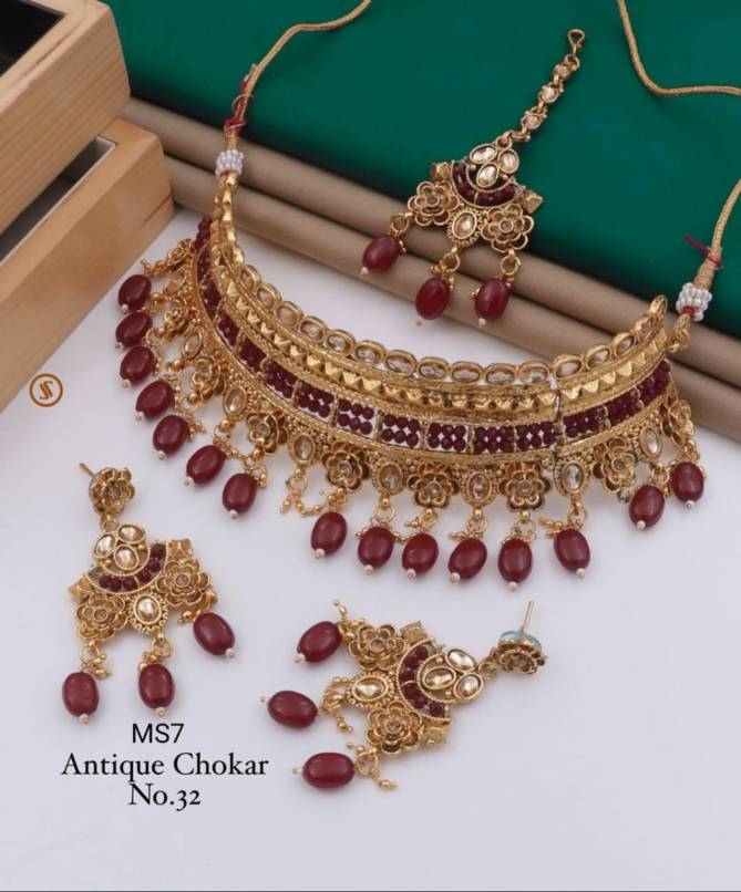 8 MS Antique Diamond Chokar Set Wholesale Market In Surat
